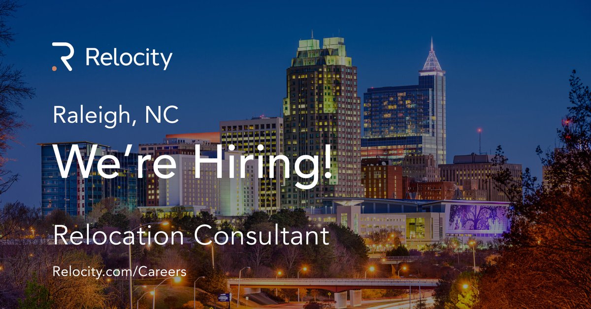 RelocityInc's tweet image. #Relocity is hiring a part-time Relocation Consultant in #Raleigh, NC! You'll draw on your deep local knowledge, quick research skills, and passion for customer service to anticipate needs and welcome relocating talent to Raleigh. Apply here: bit.ly/3x63Mh8