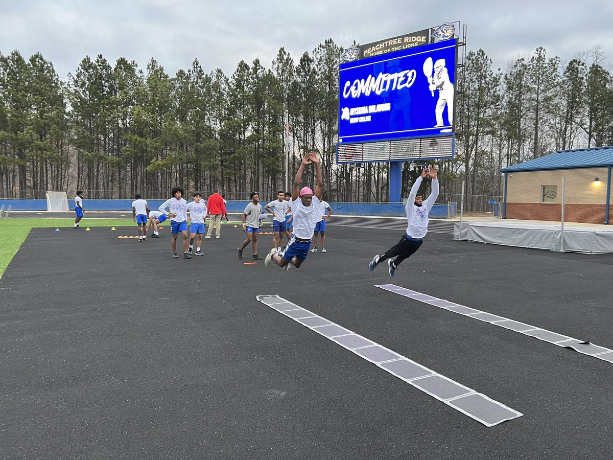 PTRFootball's tweet photo. Squad getting in that work this morning - Some agility/core work followed by teamwork challenge! New video board lighting up the a.m.! #FindAWay @PRidge_AD @jadd @CharHeyward @CamHeyward @recruitNE_GA @RecruitGeorgia @deucerecruiting @willhammock @NwGaFootball @GPBsports https://t.co/pDlqIWygp7
