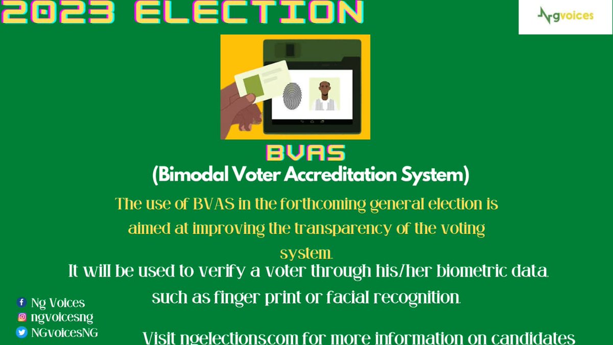 NGvoicesNG's tweet photo. Do not bypass BVAS! Get accredited before voting. 
#NigeriaDecides2023 #vote #VoteWisely #Nigeria https://t.co/1PYoWLXmwX