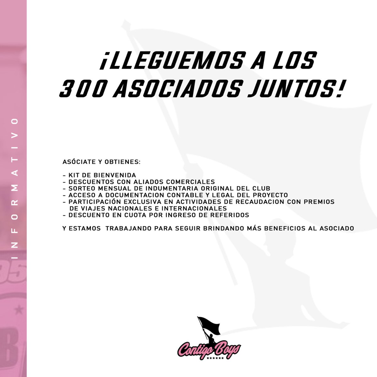 ContigoBoys's tweet photo. ¡CERCA A LOS 3️⃣0️⃣0️⃣!

En Contigo Boys, hemos crecido pero no nos conformamos.😏
Queremos que nuestros asociados formen parte de nuevas experiencias.🤩

Por ello, trabajamos para retribuir su esfuerzo y apoyo con transparencia, compromiso y trabajo.🤜🤛 https://t.co/uN1ikvjfGF