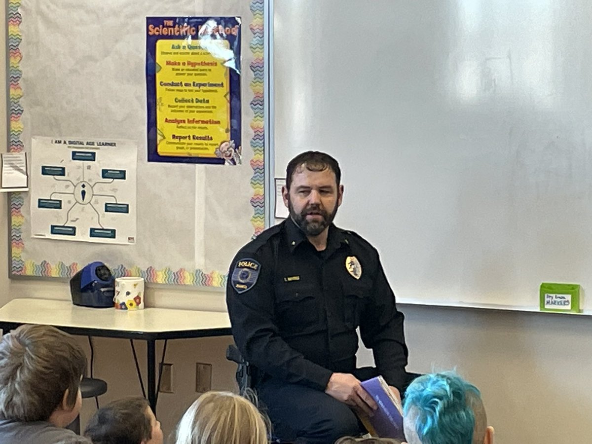 Our STEAM school was lucky enough to have our Isanti city police chief Mr. Muyres read “Say Something” to some of our grade 4 students. He was  part of our guest reader program for I Love to Read Month.  #reading #ILoveToReadMonth #guestreader <a href="/ISD911/">Cambridge-Isanti Schools</a>