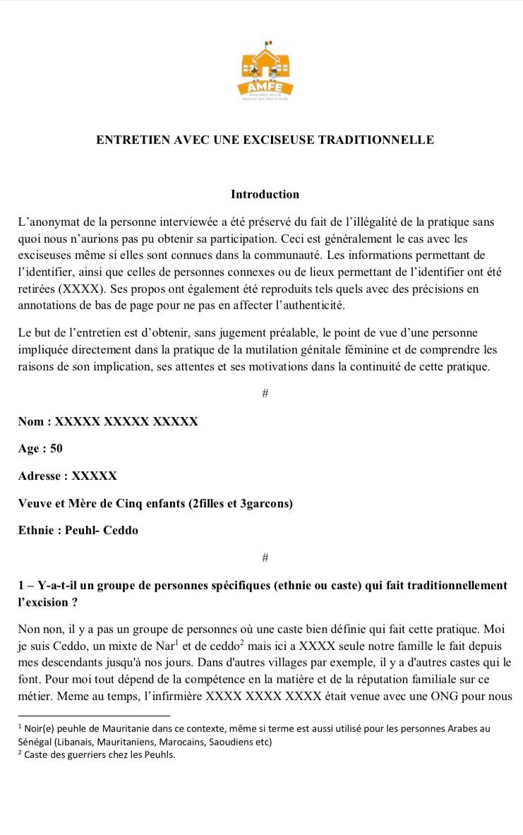 AmfeSenegal's tweet photo. Aujourd'hui @AmfeSenegal partage un entretien avec une praticienne traditionnelle des MGF. L'objectif était d'obtenir, sans jugement préalable, son point de vue sur la pratique &amp; de comprendre les raisons de son implication, ses attentes &amp; ses motivations. https://t.co/l3ysqQ9rSJ https://t.co/HKbnsTqnv3