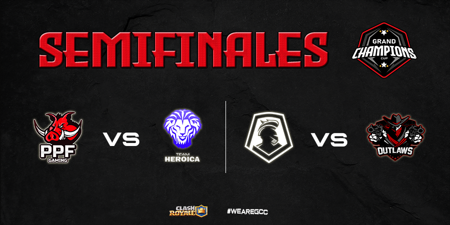 𝐄𝐍𝐅𝐑𝐄𝐍𝐓𝐀𝐌𝐈𝐄𝐍𝐓𝐎𝐒 - 𝐒𝐄𝐌𝐈𝐅𝐈𝐍𝐀𝐋𝐄𝐒 ⚔️

Presentamos los emocionantes encuentros que harán vibrar la arena en los próximos días! 🔥

🇲🇽 <a href="/PPF_GG/">PPF Gaming</a> 🆚 <a href="/Heroica_team/">Team Heroica</a> 🇵🇪

🇨🇺 <a href="/ImagineKnights/">Imagine Knights</a> 🆚 <a href="/OutlawsCRL/">Outlaws</a> 🇧🇷

Mucha suerte equipos! ☘️

#WeAreGCC #ClashRoyale #Gaming