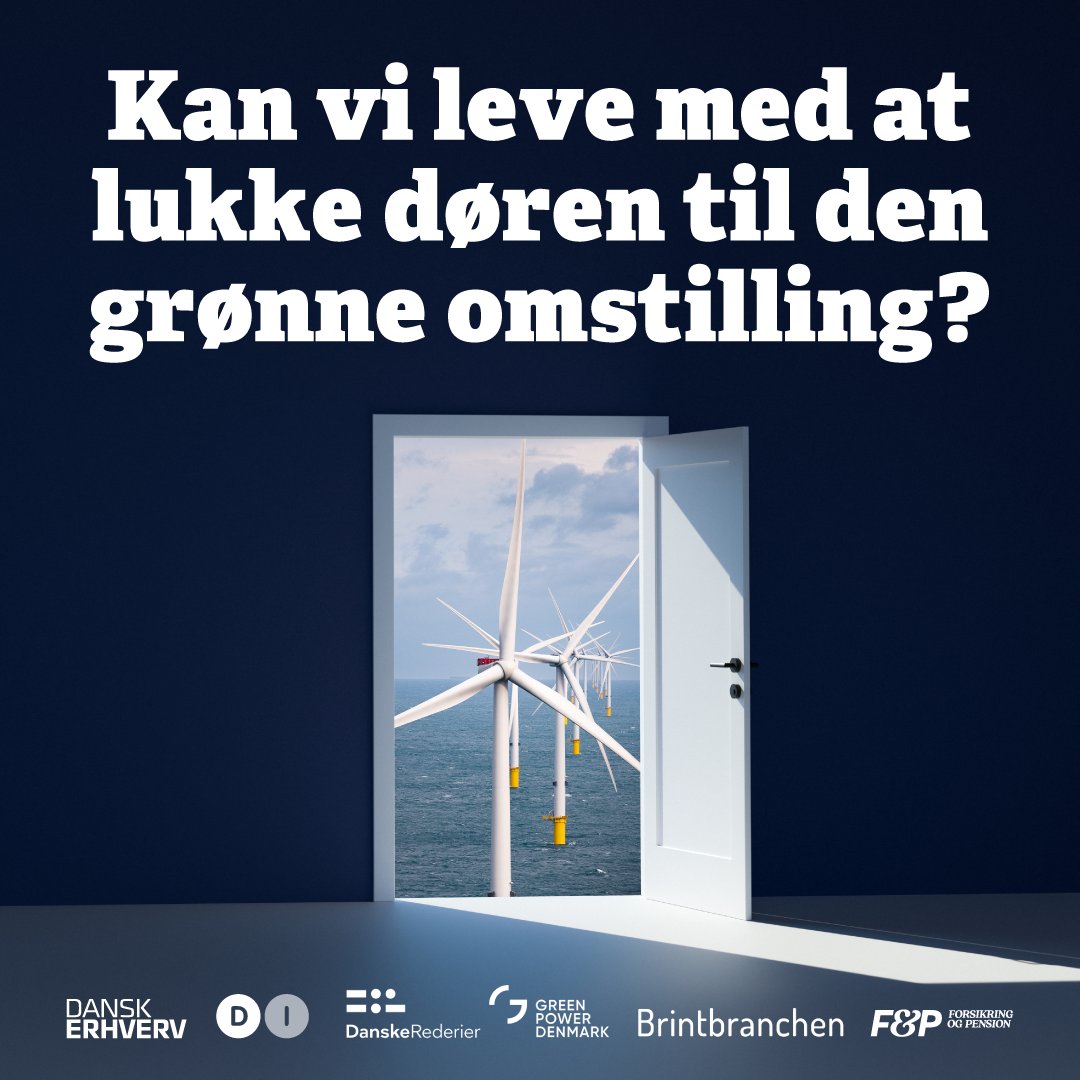 DanskErhverv's tweet photo. Nej, vi kan ikke leve med at lukke døren til den grønne omstilling. Og derfor er det bestemt ikke nu, at vi skal sætte åben dør-ordningen på pause. Fælles opråb fra Dansk Erhverv, @DanskIndustri, @GreenPowerDK, @FPbranche, @DanishShipping og @Brintbranchen. #dkpol #dkgreen https://t.co/AkQgOraH4Z