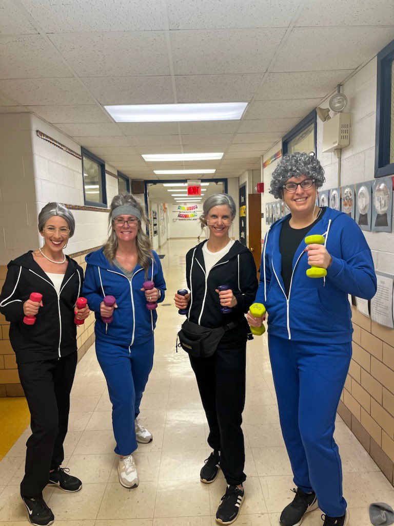 These teachers at Hillcrest are celebrating 100th day in style! #pawsome58 #dg58pride
