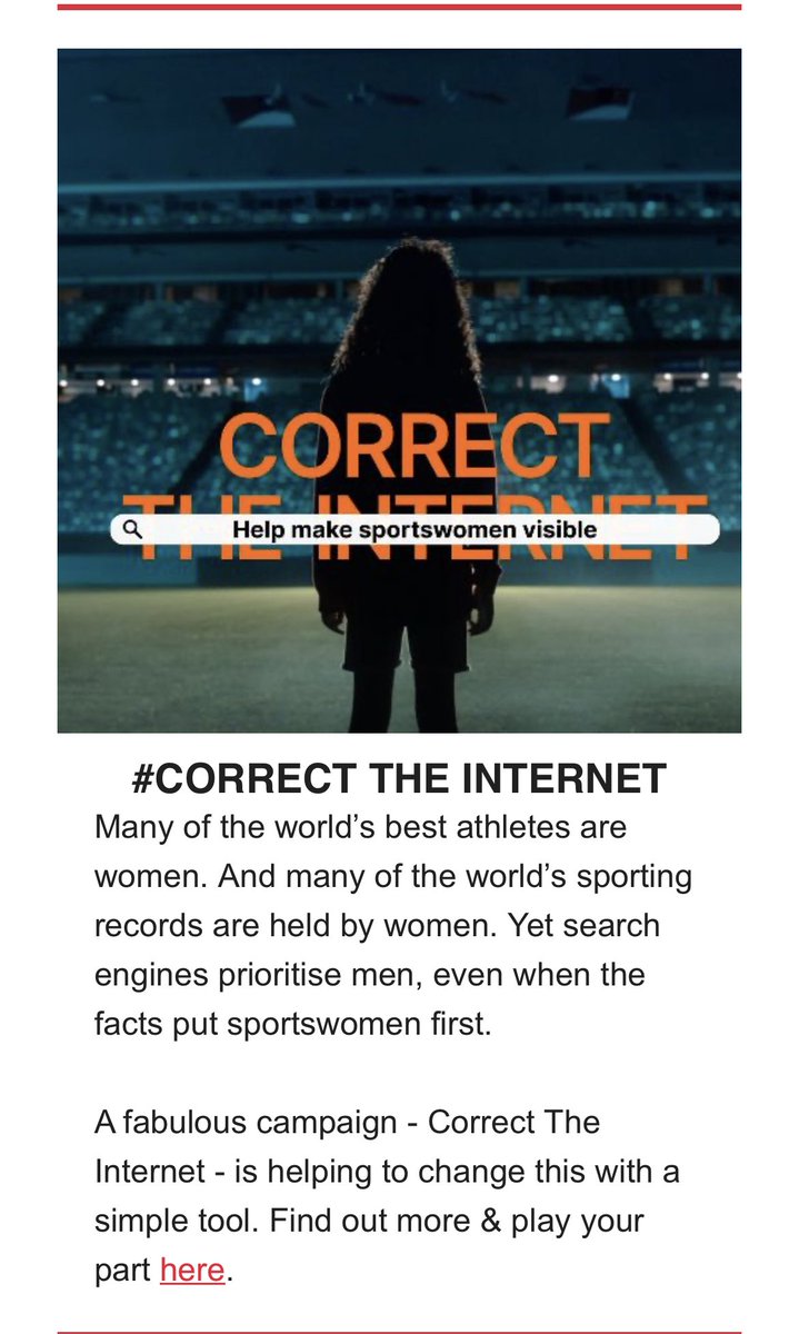 This is fantastic! 

correcttheinternet.com

#womeninsport #correcttheinternet