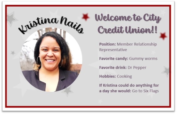 City CU welcomes Maritza Espinoza and Kristina Nails to the family.

We’re happy to have you join us!