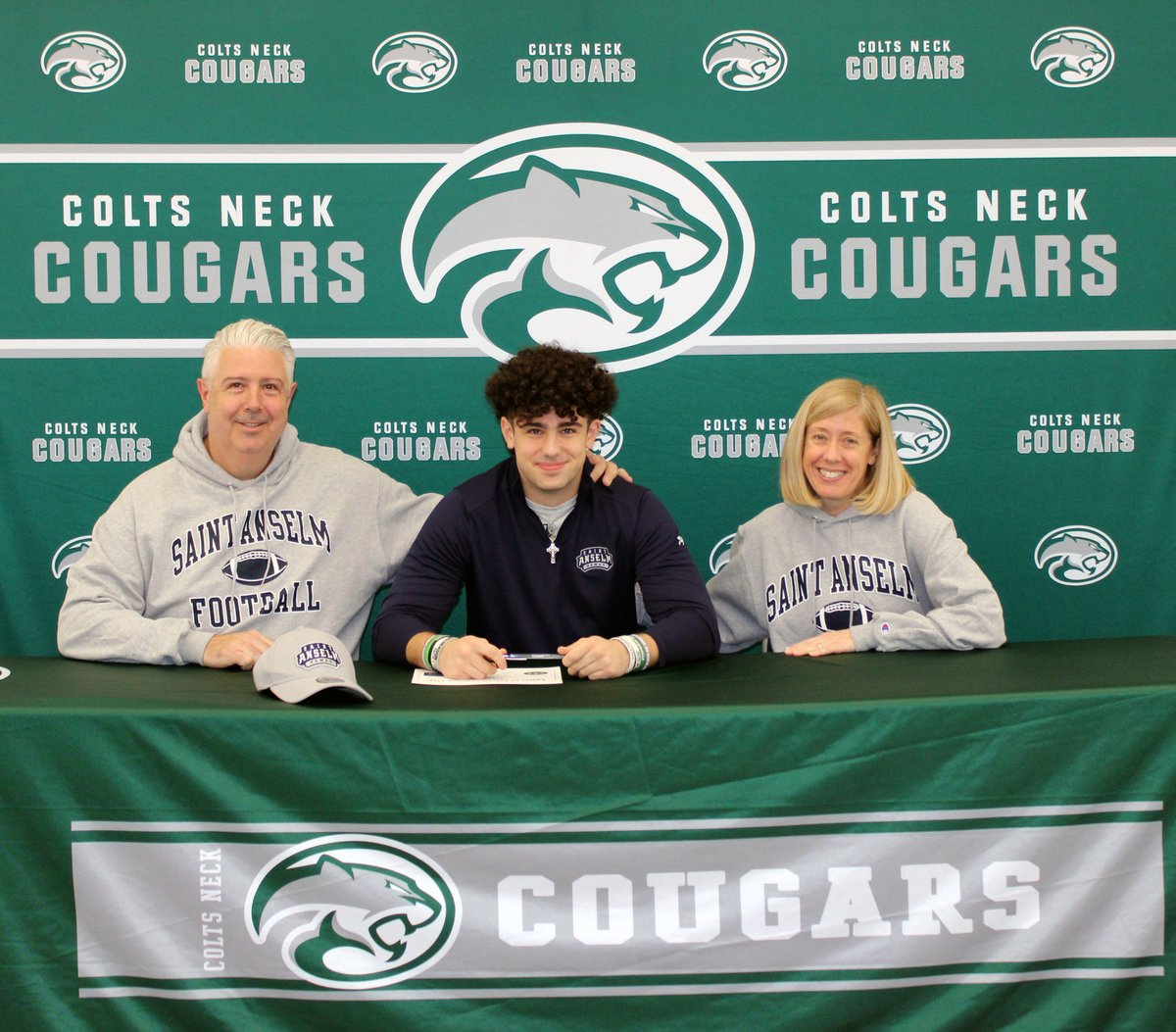 CNHSAthletics's tweet photo. Congratulations to senior Matt Celli on his commitment to continue his educational and Football career at St. Anselm College! #CougarPride #CNHSSports @CNcougarfb @Bob_Badders @JSNSPORTINGNEWS @APPSportsDesk @ShoreFbReport https://t.co/yKLPiiheeU