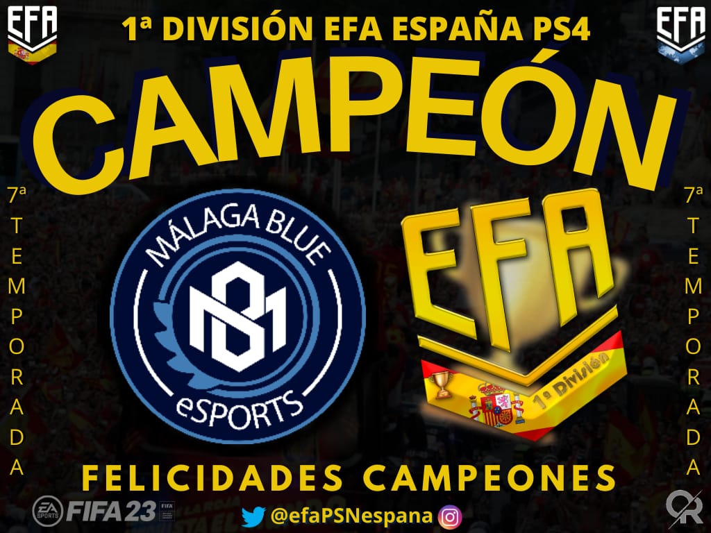 #1DivEFAEspañaPs4
CAMPEONES!

<a href="/Malaga_Blue/">Malaga Blue</a>
Se alza con el título de campeón!!

Enhorabuena!