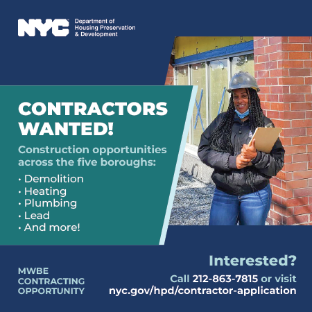 Want to do business with HPD? We’re looking to expand our list of pre-qualified contractors for housing maintenance, repairs, and demolition! To obtain pre-qualified status for small purchases and demolition, submit one (or more!) applications here: nyc.gov/hpd/contractor…