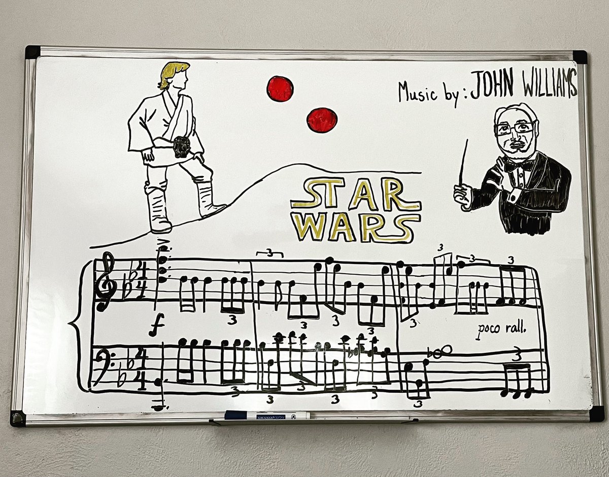 Today’s dry erase marker art is inspired by the birthday of one of my all-time favorite composers, John Williams. This post is better on Instagram where the Star Wars theme is playing. <a href="/MarkHamill/">Mark Hamill</a>