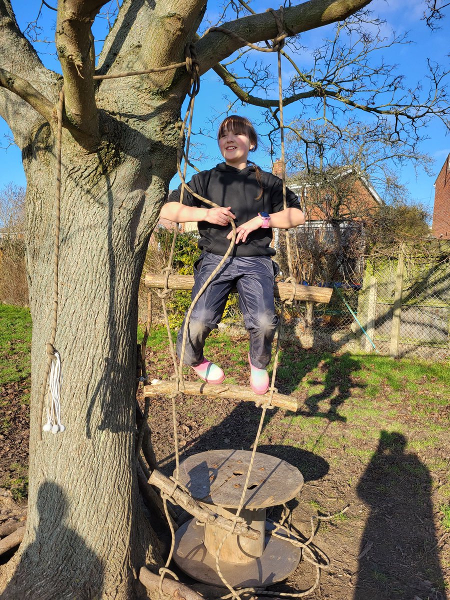 CHForestschool's tweet photo. Eye house have thoroughly enjoyed their final week at forest school 😀 Lots of fun in the spring like sun 😎 #slackline #tyreswing #ropeladder #forestschool #outdoorlearning #childled #risktaking https://t.co/9lFzjoLuWV