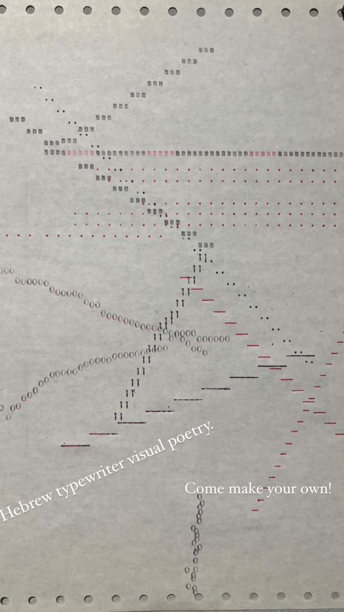 botts_jeremy's tweet photo. Hebrew typewriter concrete poetry station in the exhibition. Come make your own! #technotexts #artatwheaton @WheatonCollege #hebrew #hebrewtype #typewriter #concretepoetry https://t.co/owIDjeY0pr