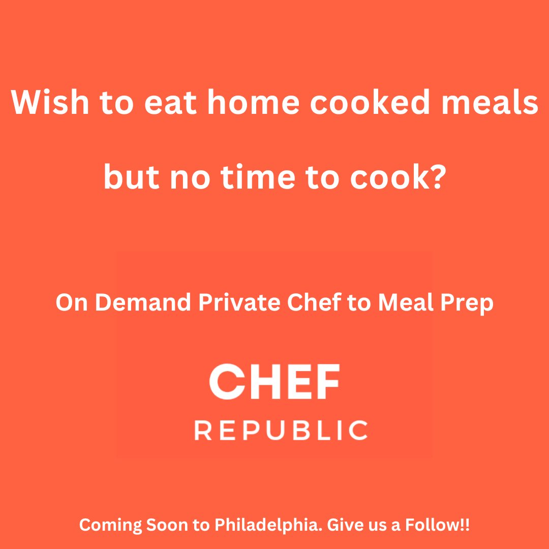 chefrepublic_us's tweet photo. 💥On Demand Private Chef service for home cooked meals at $109💥
#chef #philadelphia #philadelphiaeagles #phillygym #rittenhousesquare #mainlinepa #needachef #phillyfit #phillydiet #phila #phillies #sixers #drexelhill #ketodiet #keto #mealprep #StartupPH #SuperBowlLVII #wellness https://t.co/D7NfzjwzHr