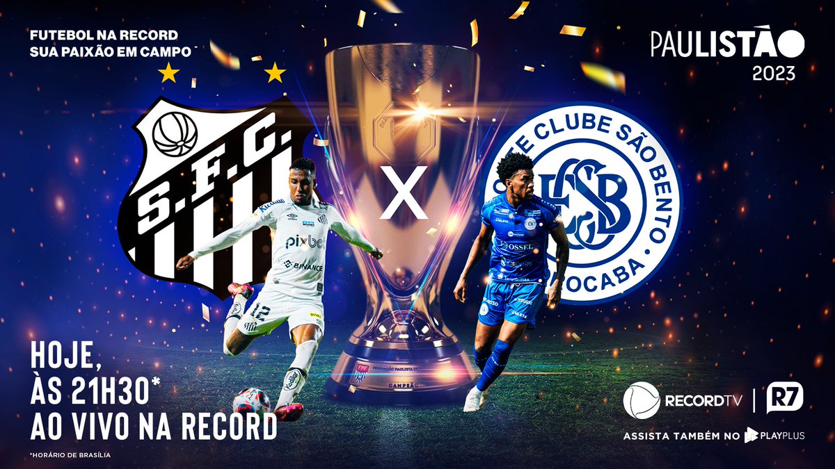 comercialrecord's tweet photo. Hoje é dia de vestir a camisa e entrar em campo com a gente em mais uma partida de emoções do #Paulistão2023 

@SantosFC e @ECSaoBento1913 se enfrentam e você acompanha tudo por aqui #RecordTV @SigaPlayPlus @portalR7 
#Paulistão #PaulistãoNaRecord #Jogo #Santos #SãoBento https://t.co/ulXsgvCNEX