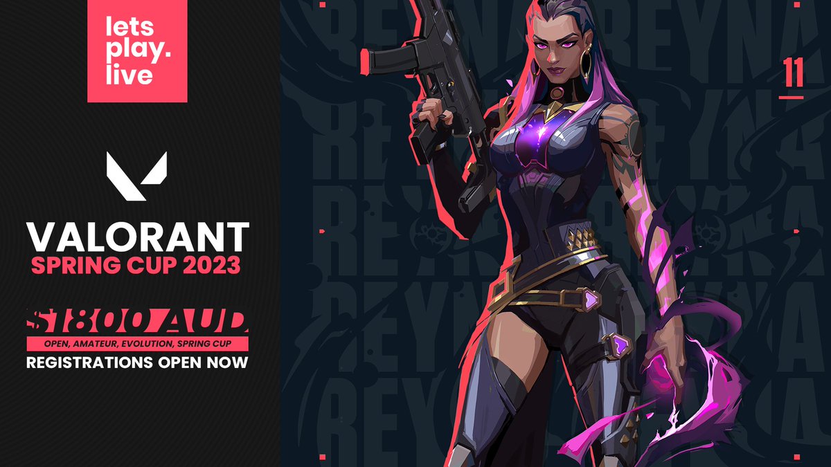 Announcing LPL Valorant Spring Cup 2023 🌸

💰 Prize Pool: $1,800 AUD 
🏆 Divisions: Open, Amateur, Evolution, Spring Cup

🗓 6 March through 2 April
✍️ Registrations open NOW and close 5 March

🔗 Info: letsplay.live/event/241/

#LPLVALORANT