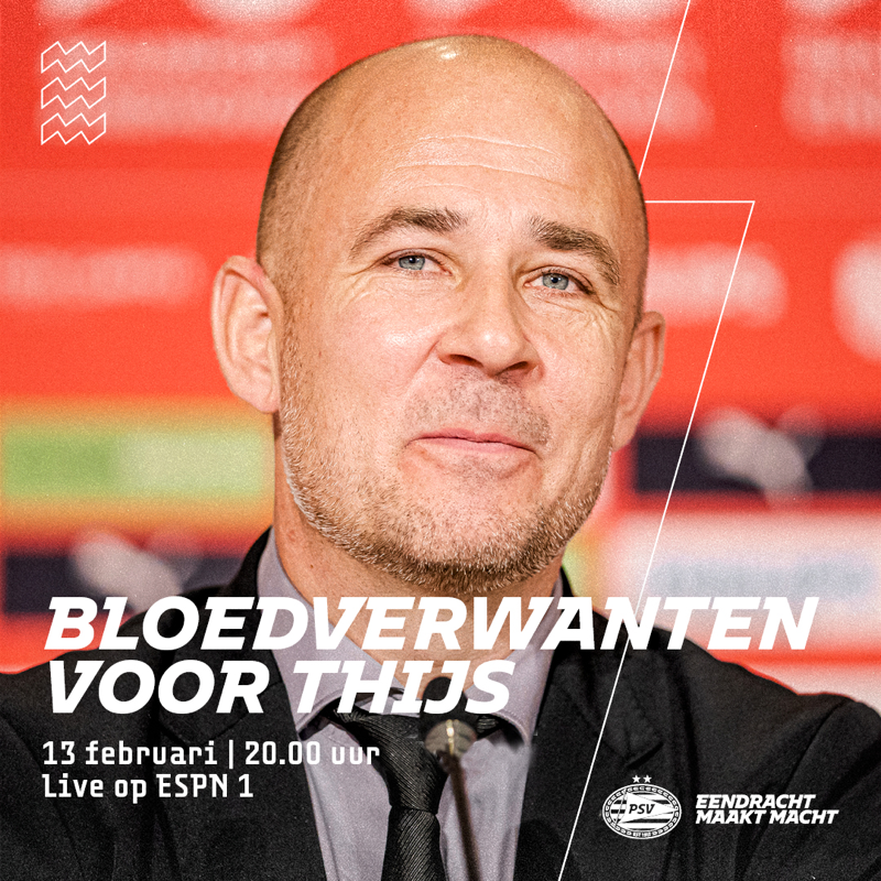 PSV's tweet photo. Vanavond om 20.00 uur op @ESPNnl 1: Bloedverwanten voor @thijsslegers.

Verschillende vrienden, collega's en medisch experts zijn te gast. Samen hopen we bloed- en stamceldonoren te werven voor @sanquin en @MatchisNL.