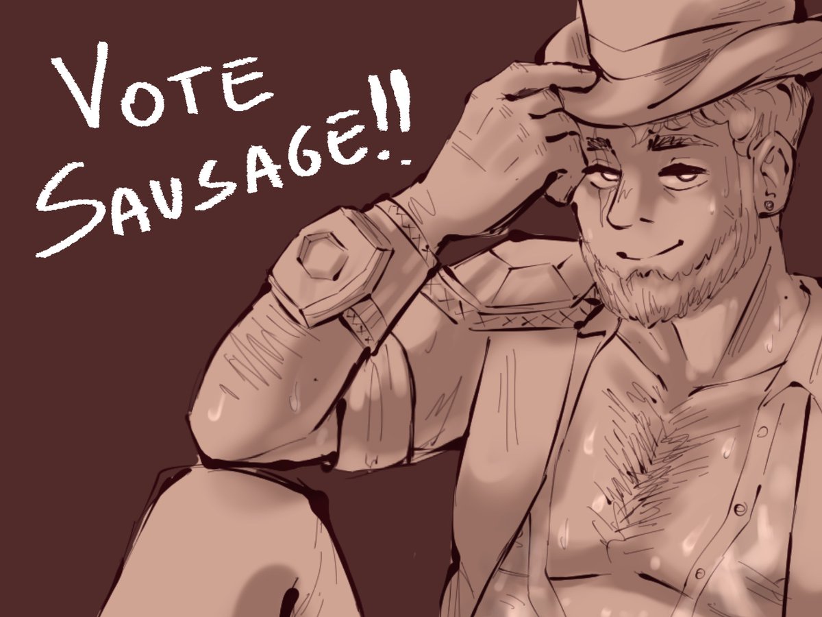 REMEMBER TO VOTE FOR SAUSAGE!!! 
(every time Sausage win the poll I will show a little bit more of the drawing) #SAUSAGESWEEP