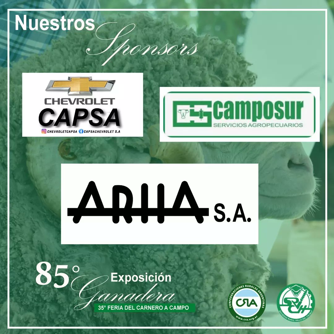 srvch's tweet photo. 📣 Gracias a todas las #empresas que nos acompañan en esta 85° #ExposiciónRural y 35° Feria del Carnero a Campo! 🐑
📍 Los esperamos este 10, 11 y 12 de febrero en el predio de La Sociedad Rural Valle del Chubut https://t.co/duTFOGk0I5