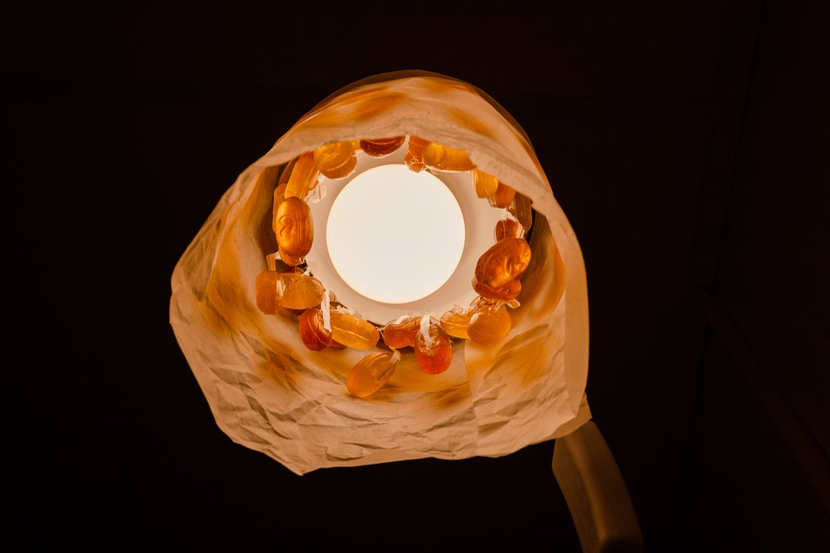 dunwoodycollege's tweet image. Old pictures. Cough drops. Mesh shower loofahs.  Items usually not associated with quality of light. #InteriorDesign students used their creativity in an exercise exploring how to control &amp;amp; create beautiful light using a prototype luminaire made from common items. #BornToDo