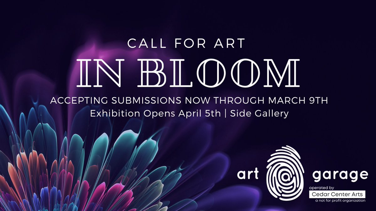 artgaragegb's tweet image. Calling all artists! Subs are now open for our next exhibition, "In Bloom." Send us images of your bloom-related artwork to feature in our April show! For more info visit bit.ly/tagbloom 🌺Can't wait to see you there
#Artists #artcommunity #greenbay #Wisconsin #callforart