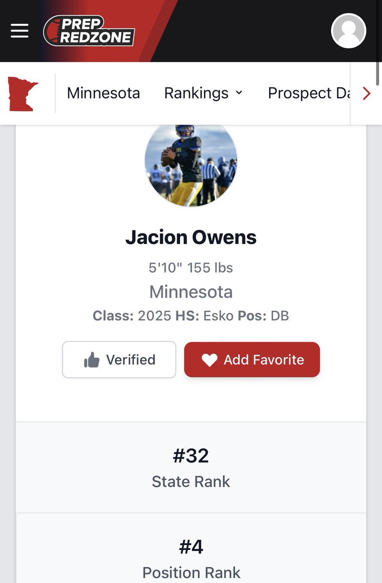 JacionOwens's tweet photo. Thank you @OJW_Scouting @PrepRedzoneMN for the 2025 ranking!! https://t.co/FcI7XHw9Bi