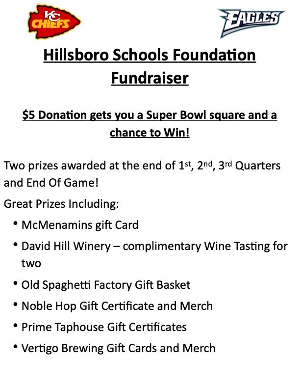 Maybe come watch the Super Bowl at our house. Have fun and raise money for <a href="/HSF4kids/">HillsboroSchoolsFoun</a>