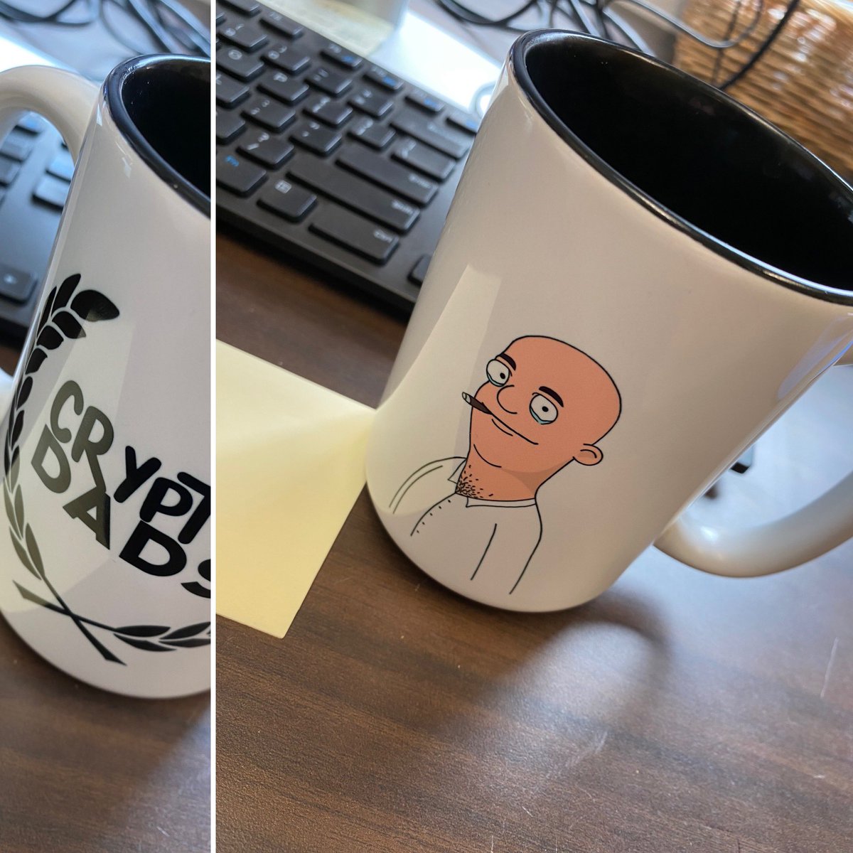 Ronaldnft98's tweet photo. I don’t have a huge audience, but to those who will see this: I got this awesome mug from the @CryptoDadsNFT today! I earned this mug for free by steaking my Dads and Moms! It made my workday and productivity skyrocket! If you don’t know the team, or the community you should! https://t.co/CznLCopJM7