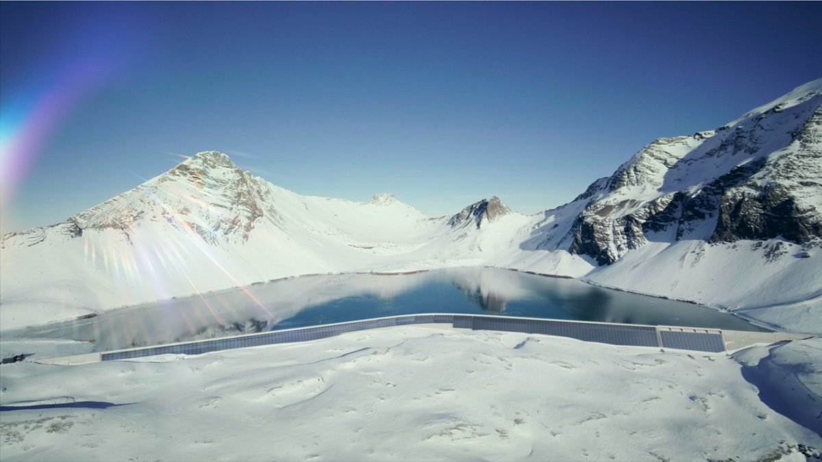 NatlHydroAssoc's tweet photo. The Lake Muttsee #Dam, which is the upper reservoir of the 1 GW #pumpedstoragehydropower Linth-Limmern Power Stations, in Switzerland is the highest in Europe - 2,500 ft above sea level. To make this project even more unique, the dam now hosts 5,000 solar panels. https://t.co/2vQpRe2M9B