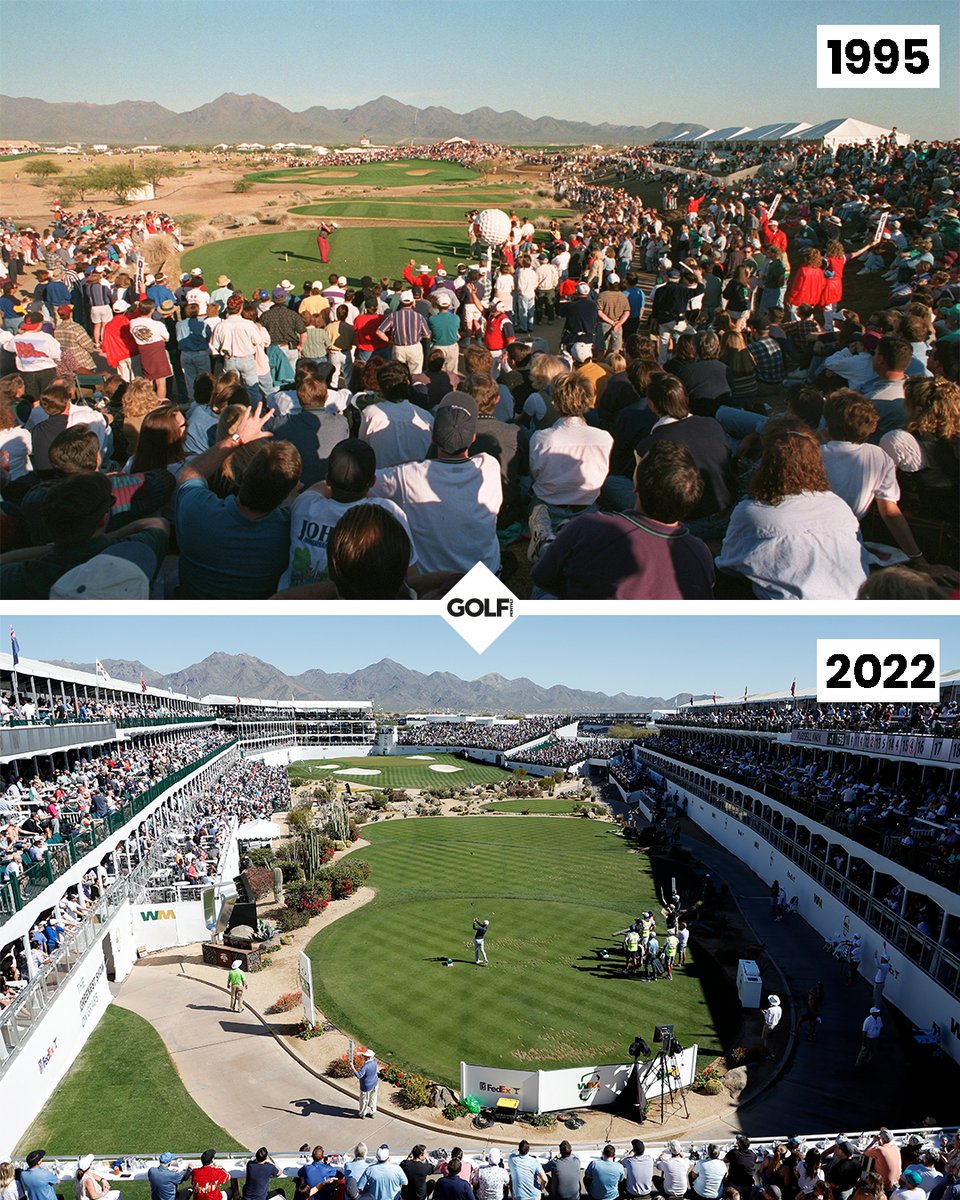 The Stadium Hole at TPC Scottsdale then and now 😮