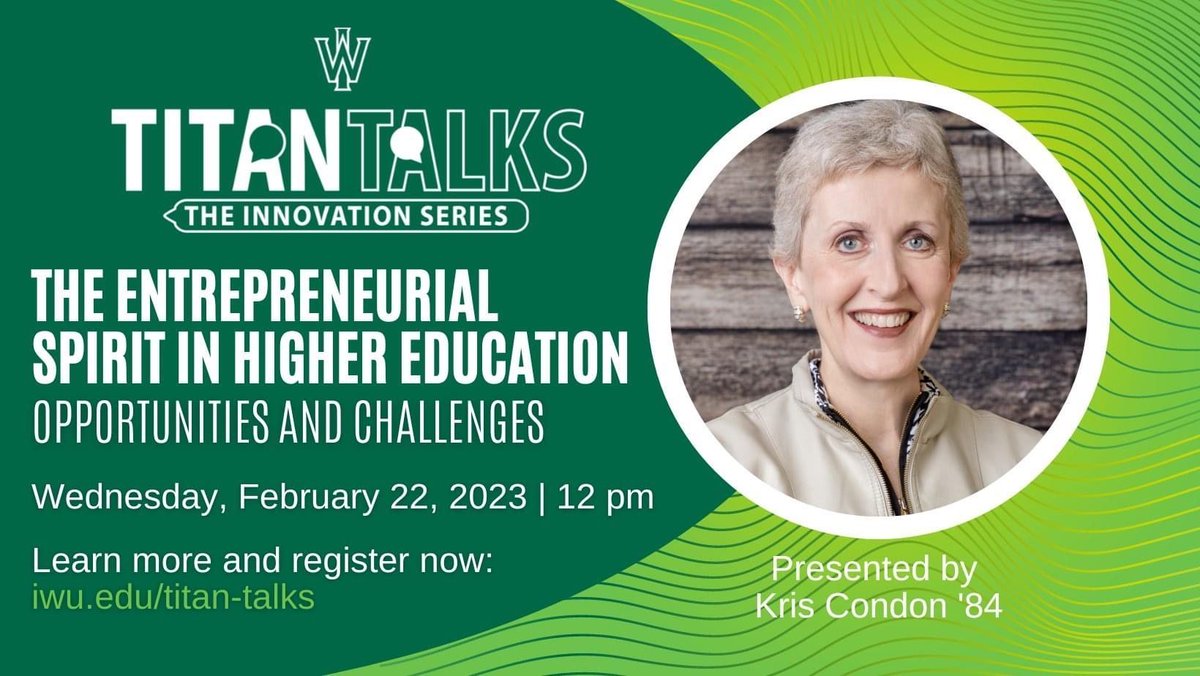 IWU_AlumniAssoc's tweet image. Kris Condon ‘84 will share the results of a three-year study on the ways in which entrepreneurialism can build and sustain partnerships while maintaining the academic rigor that is key to the Illinois Wesleyan experience.

Register here: bit.ly/3DI2UDj