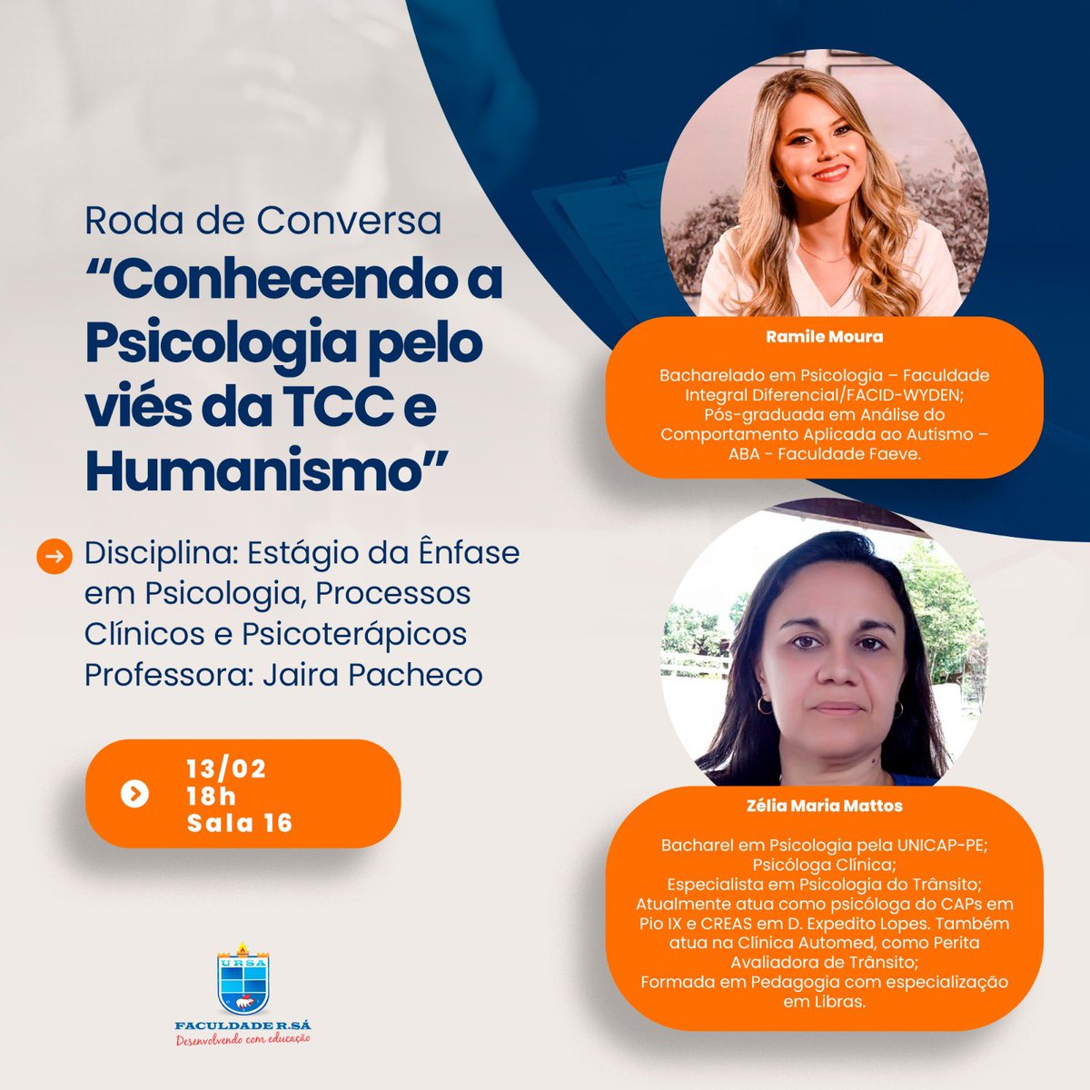 faculdade_rsa's tweet photo. Na próxima segunda-feira (13), os alunos de Psicologia participarão dessa super Roda de Conversa proposta pela disciplina Estágio da Ênfase em Psicologia, Processos Clínicos e Psicoterápicos, ministrada pela professora Jaira Pacheco. 

#FaculdadeRSA #Psicologia #Picos https://t.co/J2NmgFQnKC