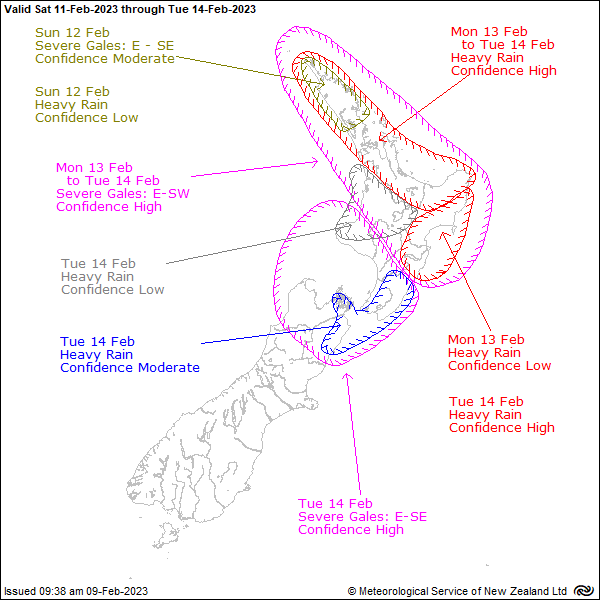 MetService's tweet photo. Severe Weather Outlook 👀

It's looking more and more likely that #CycloneGabrielle will bring severe weather to our shores.

Damaging winds, flooding rain, &amp; coastal inundation are things to watch out for from Sunday onwards.

Read more here: https://t.co/zsmq1IfLiB https://t.co/CqYuW8cKcS