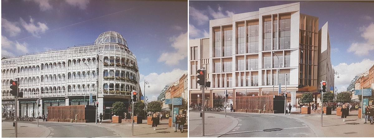 Do you know that they intend to level one of the very few beautiful buildings in this city already dying with boring and really bad architecture. They will replace this masterpiece with this shite. Watch as the brown envelopes talk. @DubCityCouncil @DublinIsDying @DCCCultureCo