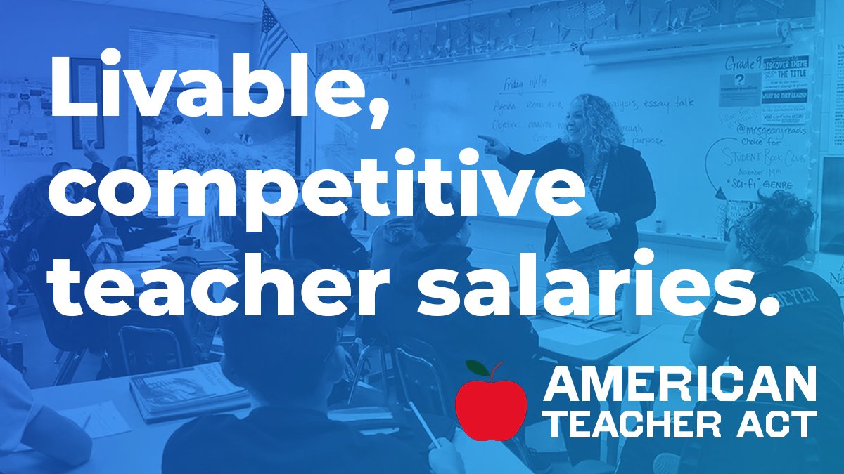 Beyond100K's tweet photo. NOW is the time to support the #AmericanTeacherAct and ensure no teacher has to take on 2-3 jobs to survive. #ATA2023 https://t.co/U4fGW3WJTL