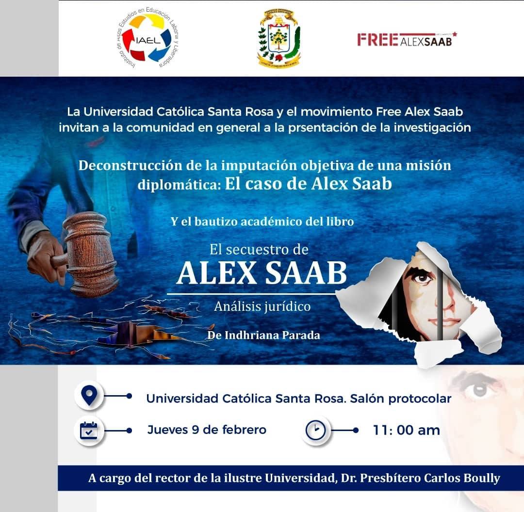 MarcialM2's tweet photo. O Movimento #FreeAlexSaab e a Universidade Católica Santa Rosa (@ucsardigital) convidam você para a apresentação da pesquisa: Desconstrução da imputação objetiva de uma missão diplomática: O caso de Alex Saab.
📆 Quinta-feira #09Fev
📌 Salão do Protocolo Ucsar
⏰ 11:00 am
@govbr https://t.co/iCxRQrraws