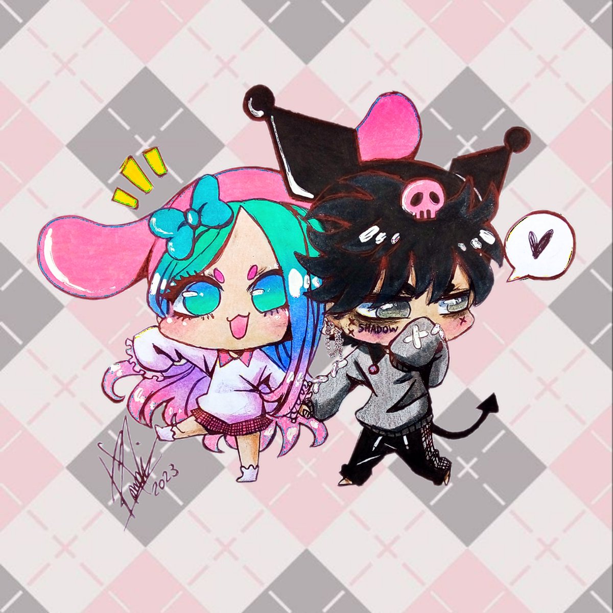 PamDi_03's tweet photo. Fioly y Alex como My Melody y Kuromi 💖🖤

Estaba haciendo un dibujo para Fioly cuando se me ocurrió hacer un boceto en chibi por sus colores y me quedó tierno >w< ✨
.
.
.
.
.

#art #artist #Artists #arte #ArtOfTheDay #anime #kuromi #mymelody #TikTok #drawing #icon #cute #kawaii https://t.co/KBpld9lhaX