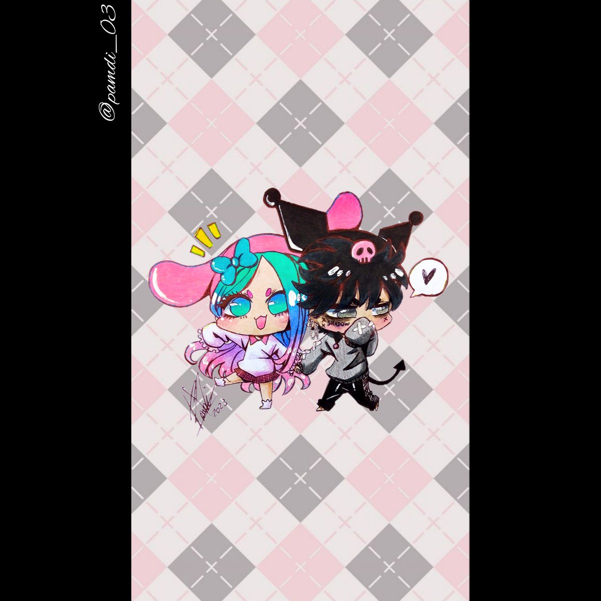 PamDi_03's tweet photo. Fioly y Alex como My Melody y Kuromi 💖🖤

Estaba haciendo un dibujo para Fioly cuando se me ocurrió hacer un boceto en chibi por sus colores y me quedó tierno >w< ✨
.
.
.
.
.

#art #artist #Artists #arte #ArtOfTheDay #anime #kuromi #mymelody #TikTok #drawing #icon #cute #kawaii https://t.co/KBpld9lhaX