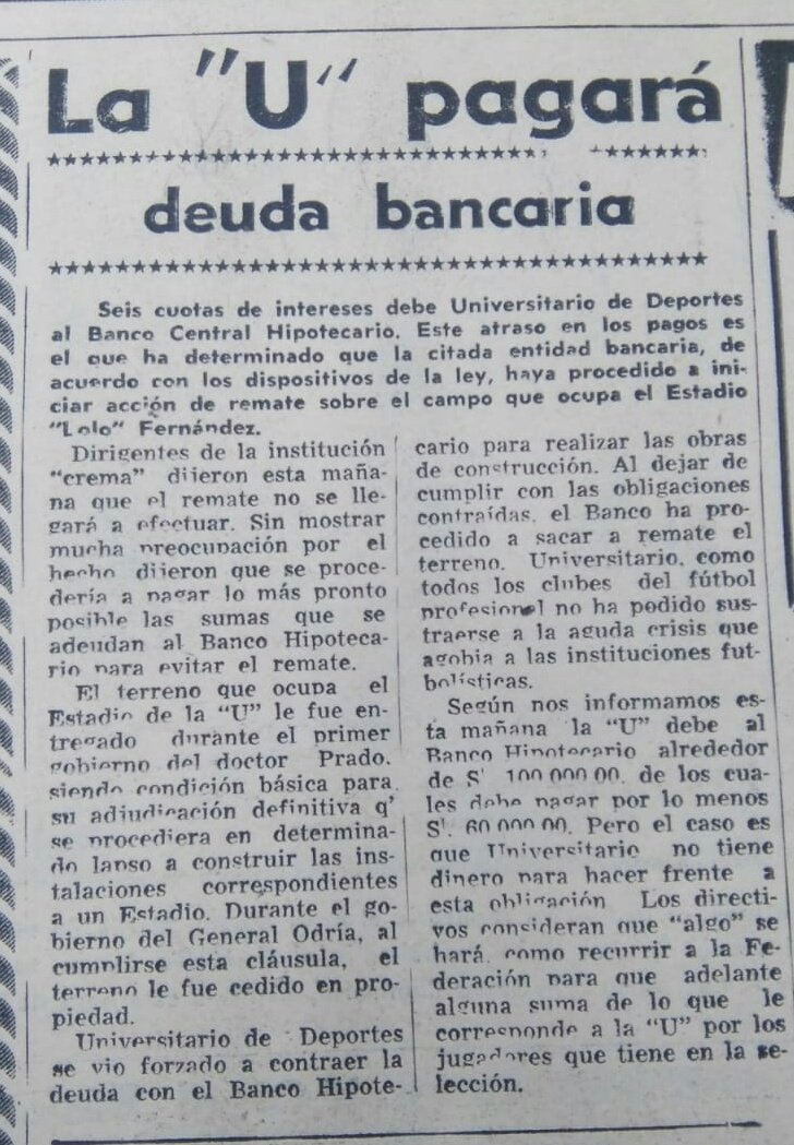 Republica_AL's tweet photo. @LaUesDeSuGentee El "Lolo", fue construído con plata que jamás le pagaron al Banco Hipotecario, sobre un terreno regalado por el gobierno de Prado y en la inauguración le pidieron a Odría que sea el padrino del estadio y este mandó a su canciller.
¡SIEMPRE CABECEADORES Y LAMIENDO EL PODER! https://t.co/qGIhAWG7m1
