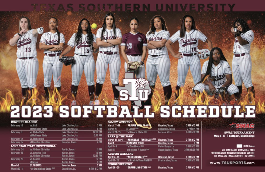 season is here &amp; schedule is out!
🐯🤟🏾🤩

We hope to see you all this season! 
•
•
mark your calendars for our home opener March 2nd @ Memorial Park!
🗓😎