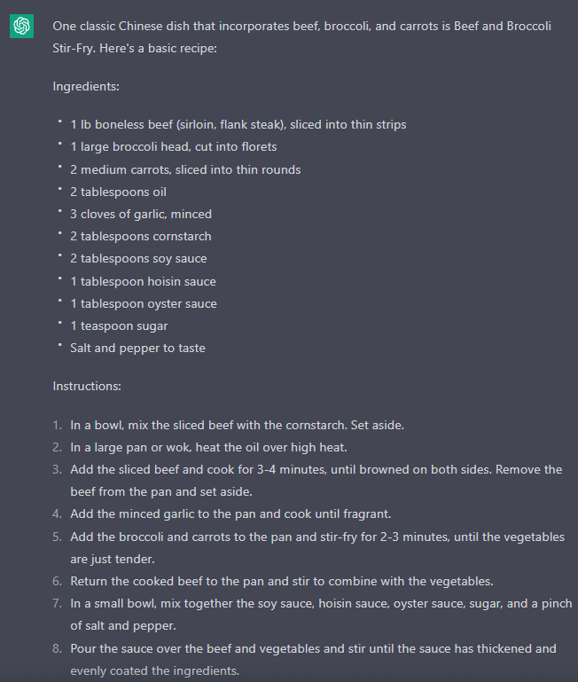 Cooking with ChatGPT - give it some ingredients you have at hand and maybe a type of cuisine, and there's your dinner idea :)