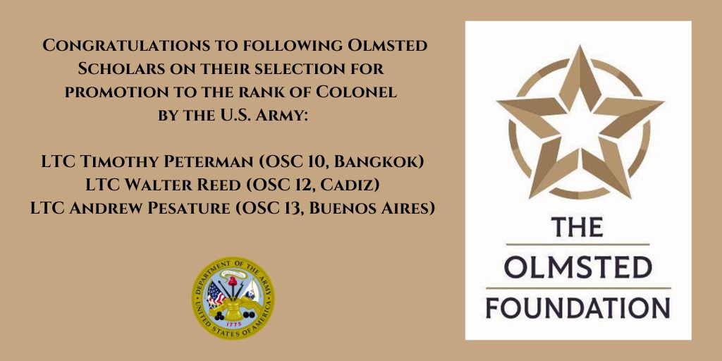 Congratulations to these #Olmsted scholars selected for promotion by the US Army! #usarmy #shapingfutureleaders