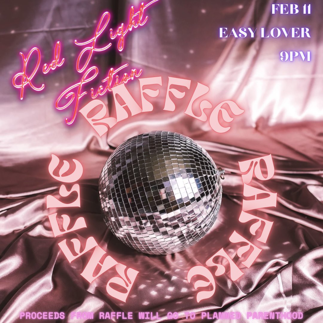 RedLightFiction's tweet photo. RAFFLE ROLL OUT! We will be raffling off some very sexy and exciting goods at our event on Saturday and donating proceeds to Planned Parenthood!! See you there! 💜✨🎀 https://t.co/UsJBsggkX7