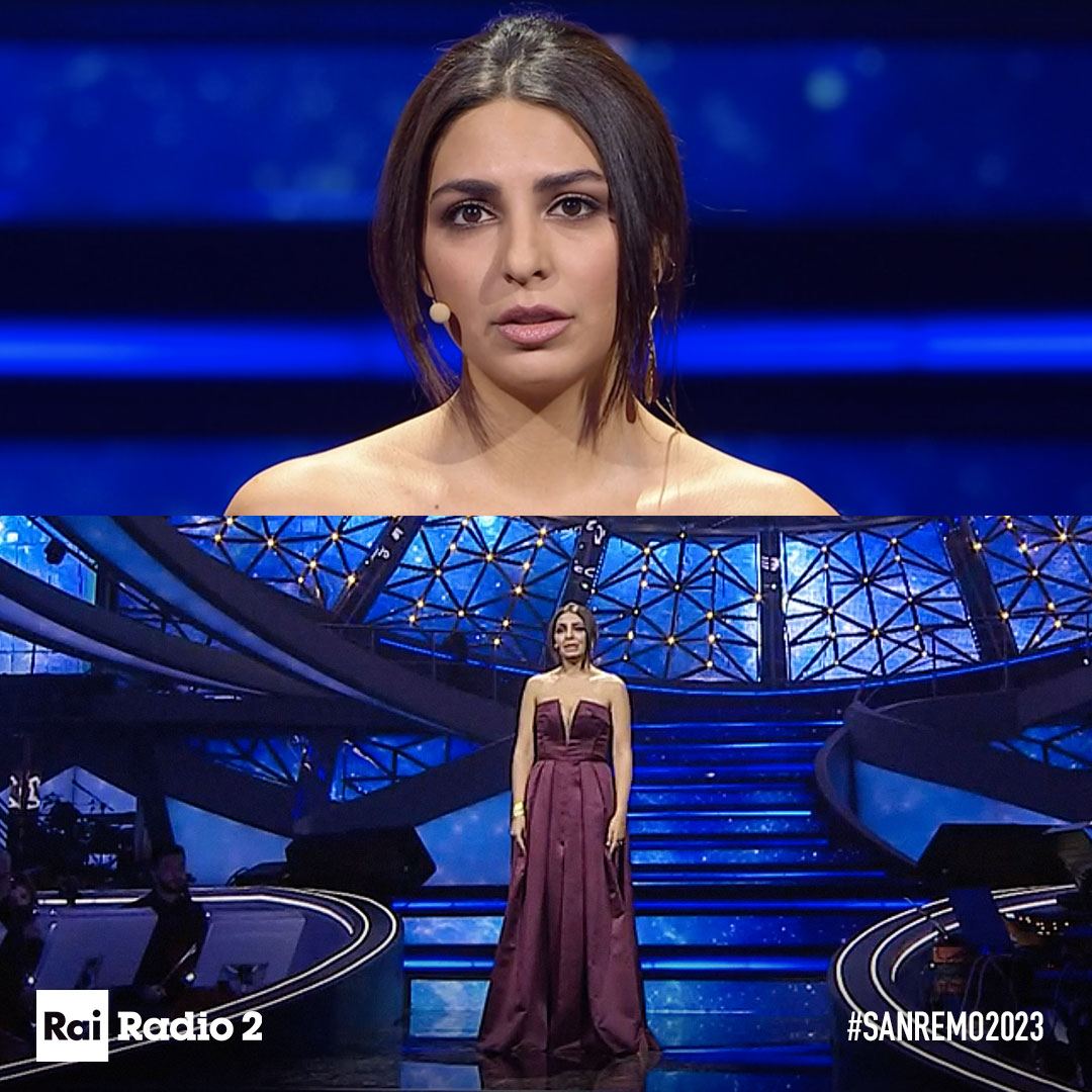 «Io vi ringrazio a nome di tutti i ragazzi iraniani perché ricordate al mondo che la musica è un diritto umano.»
<a href="/pegahmoshir/">Pegah Moshir Pour</a>, attivista di diritti umani e digitali, sul palco del 73° Festival di <a href="/SanremoRai/">Festival di Sanremo</a>  
 
#Sanremo2023
