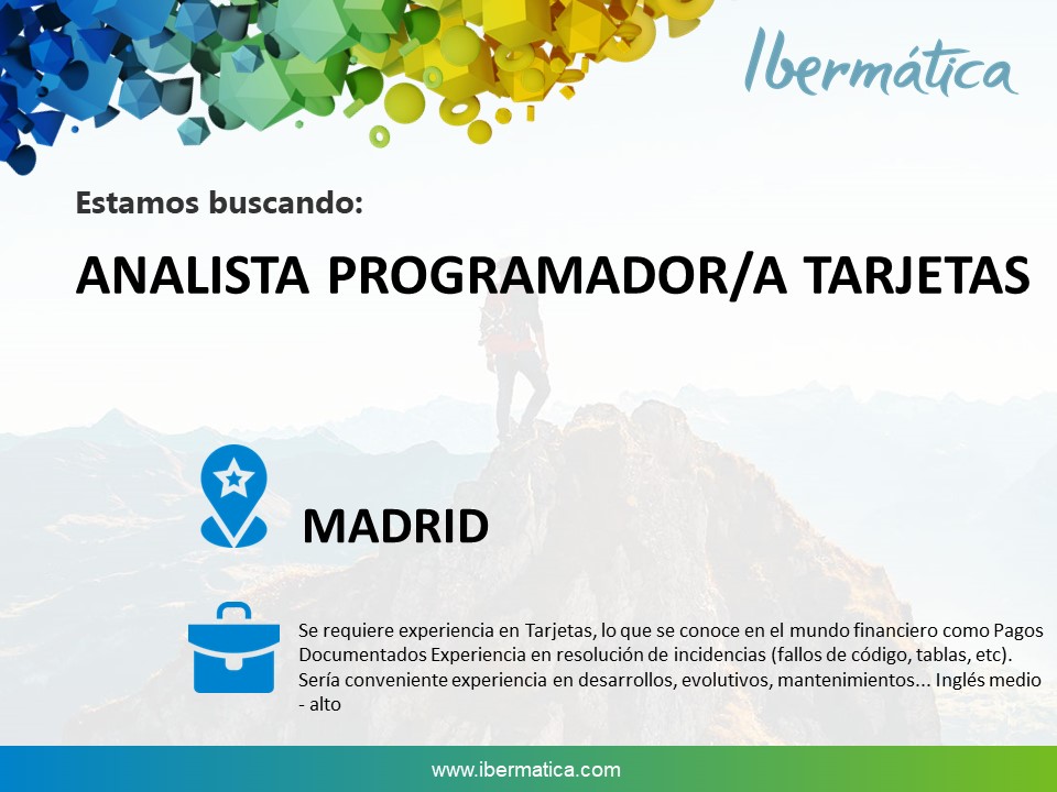 Ibermatica_RRHH's tweet image. 🔴#Trabajoit 👉ANALISTA PROGRAMADOR/A TARJETAS. 
📍#Madrid. Se requiere experiencia en Tarjetas, lo que se conoce en el mundo financiero como Pagos Documentados ▶ Inscríbete: 
ibermatica.com/detalle-oferta…
#AnalistaProgramador