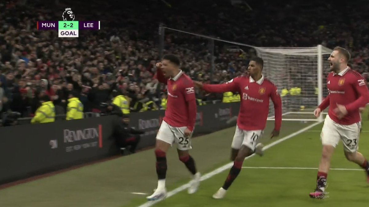 Footballtweet's tweet photo. JADON SANCHO! WHAT A MOMENT FOR THE LAD! https://t.co/vKzkVLvwo4