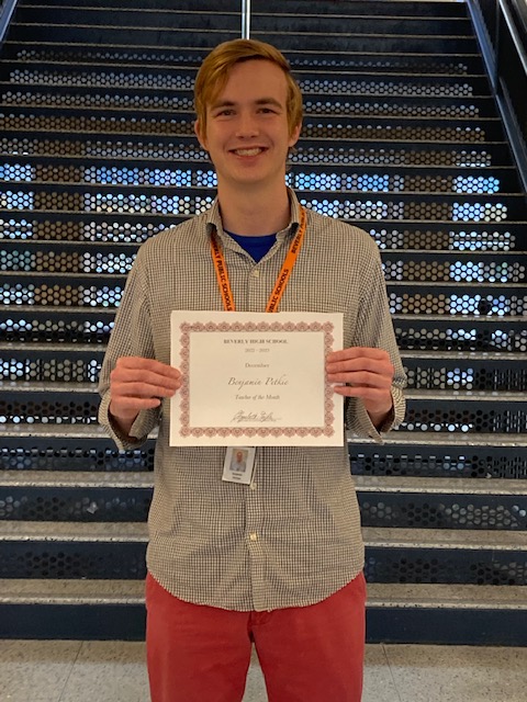 Congratulations to physics teacher, Mr. Ben Petkie, Panther teacher of the Month for December.