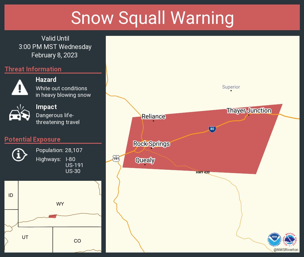 NWS Riverton on Twitter "A snow squall warning is in effect until 300