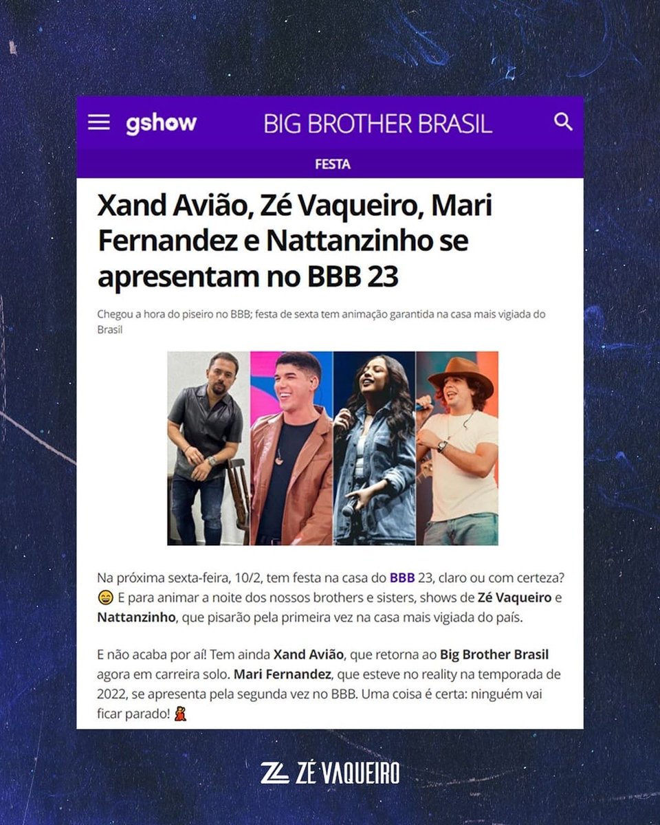 acesszevaqueiro's tweet photo. O Original 🔥🔥 na casa mais vigiada do Brasil! Isso mesmo, turma.
Sexta na festa do @bbb você vai dançar #Coladin comigo e com meus parceiros @marifernandez, @xandaviao, e @nattan.
A gente se vê no #BBB23! 👁️ https://t.co/wPlUe5vTRB