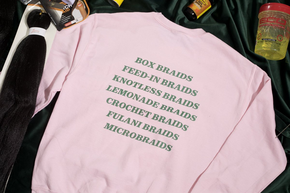 weareinessence's tweet photo. This sweatshirt is an ode to the many ways in which we as Black women wear our braided crowns 👑 Available now! https://t.co/K81tb8PDAz https://t.co/COTf6rJUDF